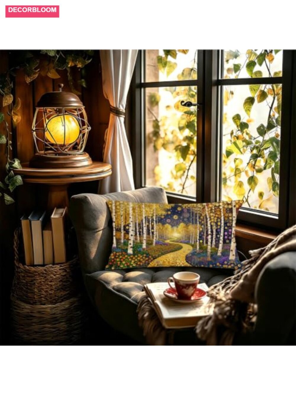 Decorative Throw Pillow Cover 12x20 Flannelette Soft Autumn Tree Print - Picture 4 of 5